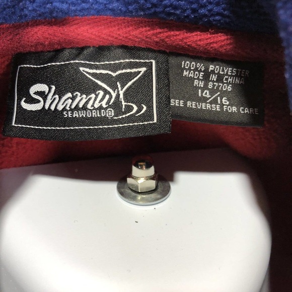 Vintage Shamu SEAWORLD 1/4 Zip Pullover Red Size 14/16 S/M Long Sleeve High Neck - Picture 8 of 11